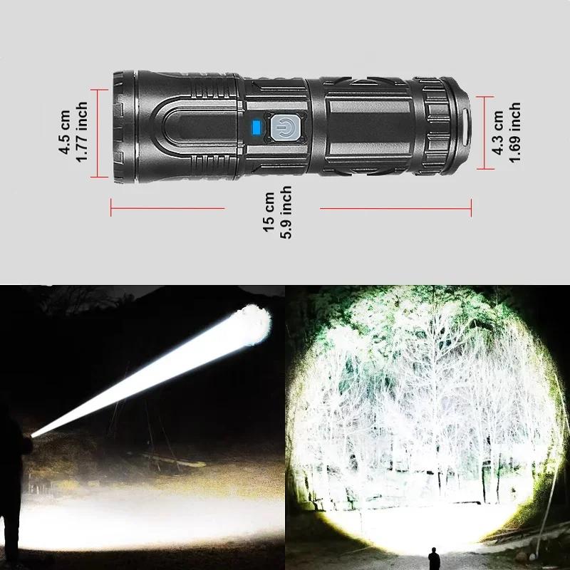 High power LED aluminum alloy flashlight for remote and wide range lighting, suitable for home, outdoor, and emergency lighting, cold resistant