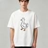 Cute Silly Goose Graphic Unisexs Cotton Crew Neck Tee Minimalist Line Drawing Soft Daily Regular Fit Unisexs Top