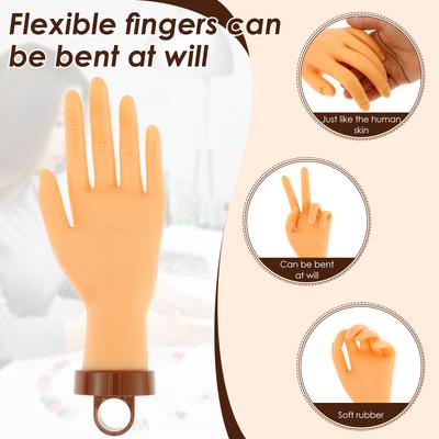 Trening Paznokci Sztuczna Ręka Regulowana Akrylowa Paznokci Mechaniczna Praktyka Manekin Palec z Bazą Palca do Początkowej Praktyki Nail Art