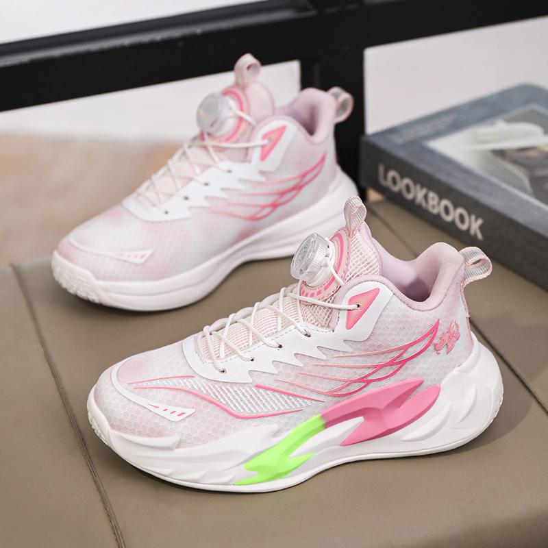 2026 New Children Basketball Shoes Breathable Girls Basketball Sneakers Quick Lacing Boys Sport Shoes Fashion Outdoor Sneakers