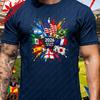 Usa Patriotic Country Flag Soccer T Shirt Unisex Vintage Burst Art Football Supporter Fan Casual Daily Trendy Streetwear Top