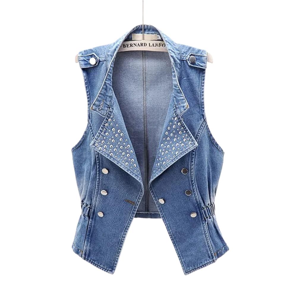 

Джинсовый жилет женский короткий тонкий жилет без рукавов жилет весна/лето пальто верхний жилет XXXL синий