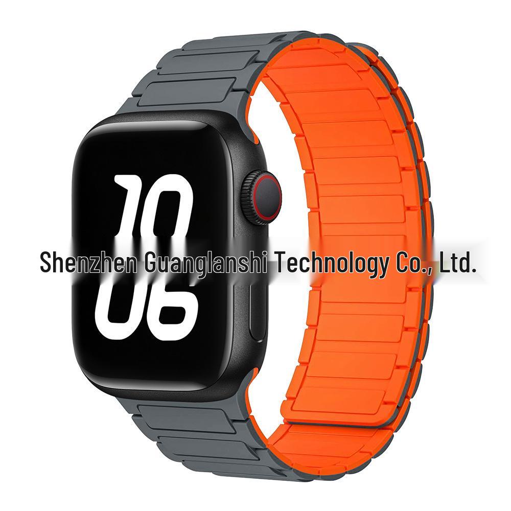 „Curea de culoare contrastantă din silicon magnetic S9 pentru Apple Watch Series 5-9”