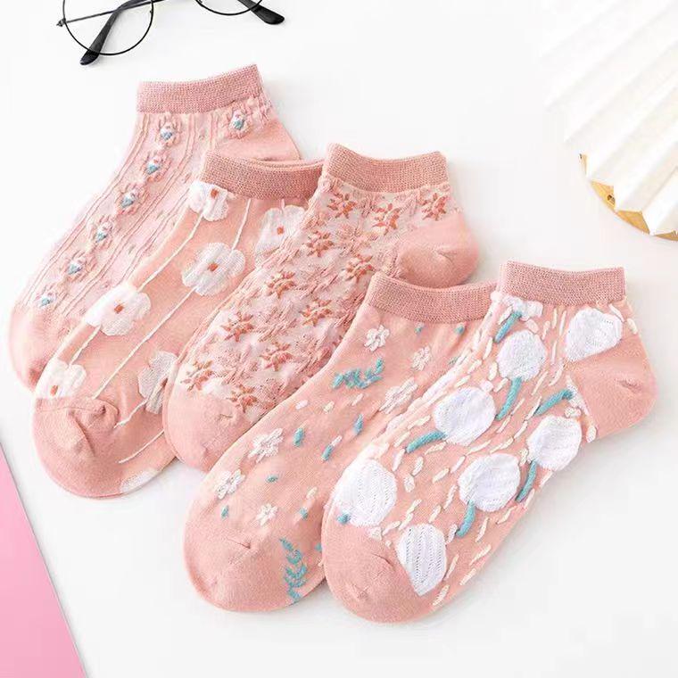 Women's Lace Floral Mesh Ankle Socks - Breathable, Sweet, and Lightweight for Summer