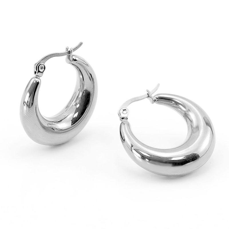 French Stainless Steel Crescent Titanium Steel Earrings Premium Sense Hollow Earrings Light Luxury Ears, Accessories