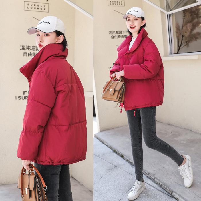 Giacca invernale da donna colletto alla coreana solido nero bianco piumino femminile piumino ampio oversize da donna corto