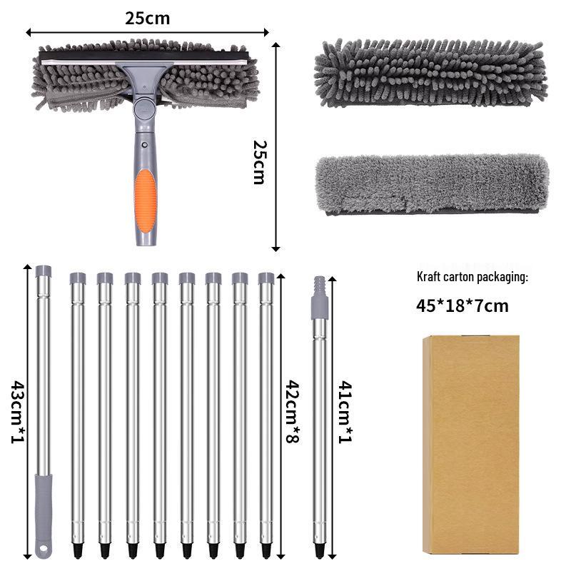 Dual-Sided High-Rise Glass Cleaning Wiper: 2-in-1 Splicing Pole & Window Scraper Artifact