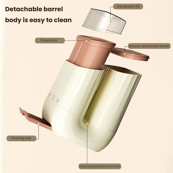 U-Shaped Kitchen Rack PP Cutting Board & Utensil Holder with Drainage Tray Compact Countertop Storage Organizer for Cutters Chopsticks Spices