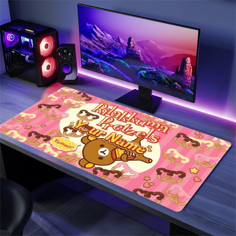 Cute Rilakkuma Breakfast Custom Name Large Size Mouse Pad Gaming Table Cushion Nonslip Laptop Tablet Big XXL Mat Mini PC Playmat With Lock edge