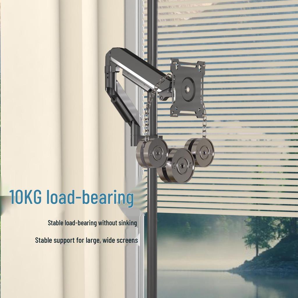 Adjustable Floor-standing Monitor Stand with Vertical/Horizontal Rotation, Telescopic Foldable Design, No-Drill Base