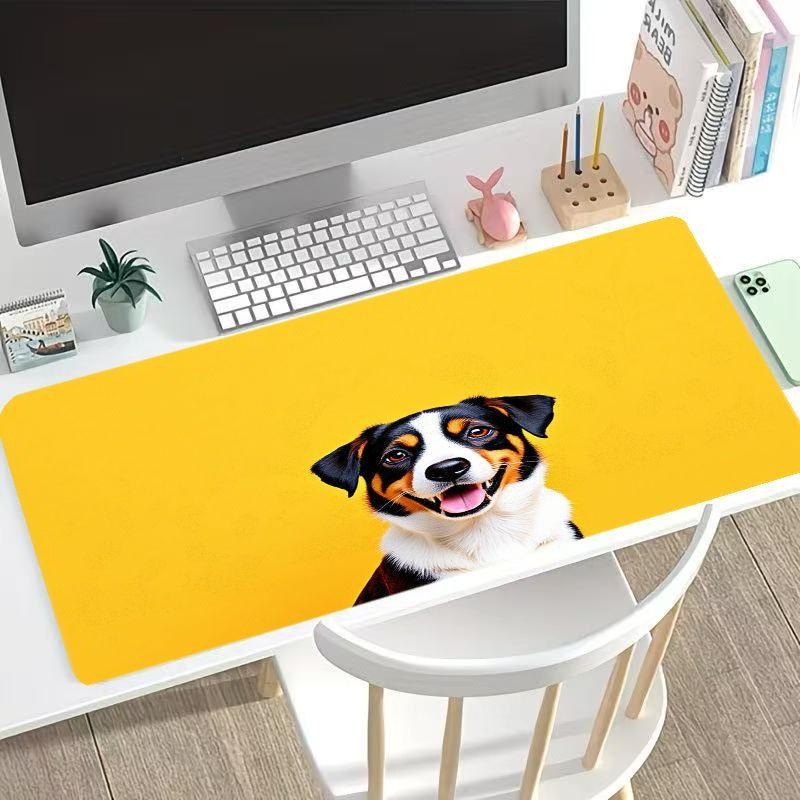 Happy Dog Illustration Keyboard Mat Desktop Pad Computer Mouse Pad Desktop Keyboard Pad Alfombrillas Gaming