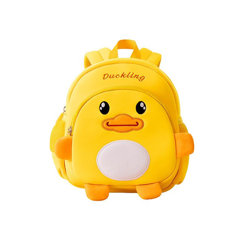 Kindergarten girls yellow duck schoolbag cartoon backpack traction anti-lost breathable children's backpack