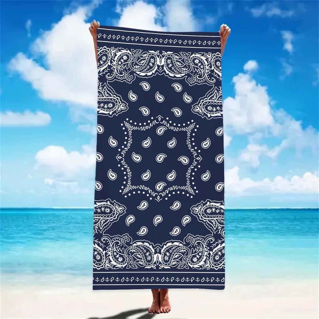 Serviette de plage d'été à motif cachemire rétro, serviette de bain, serviette de piscine, cadeau de fête pour enfants