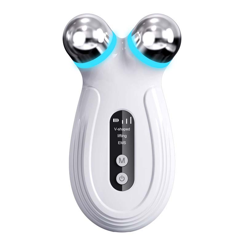 Facial V-face Micro Current Anti Aging Handheld Face Neck Lifting Massager Roller Double Head Anti-Wrinkle Roller белый