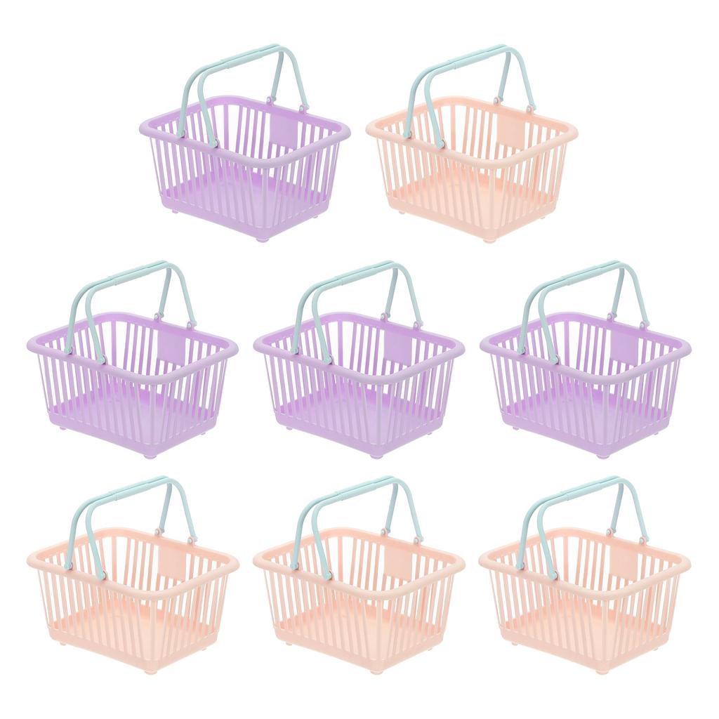 8 Stück Kleiner Plastikkorb Mini Aufbewahrungskorb Lebensmittel Winzige Einkaufskörbe mit Griff Organizer Gefiltertes Wasser für Spielzeug Snacks