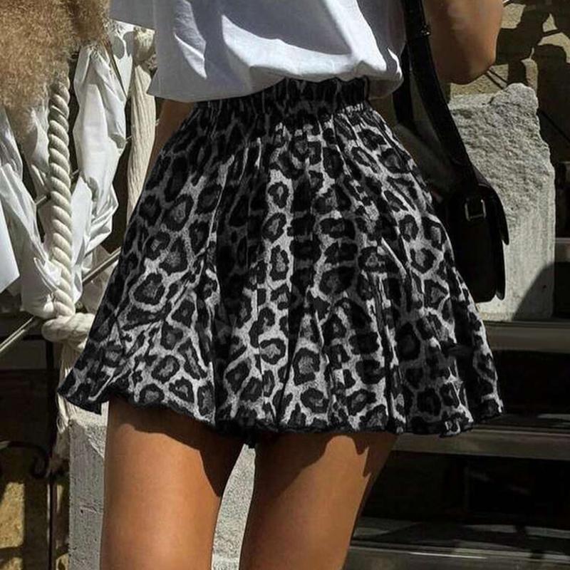 

VONDA Женские повседневные свободные юбки А-силуэта с леопардовым принтом и эластичным поясом 4XL серый