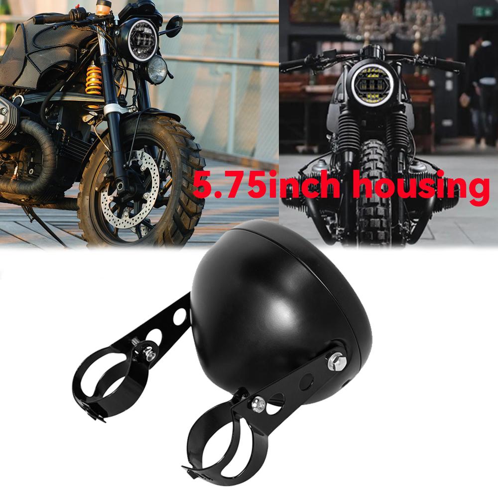5.75 Inch Headlight Headlamp Side Mounting Housing Bucket Cover Bracket 5 3/4" Shell Lighthouse Holder Fits for Harley for Honda