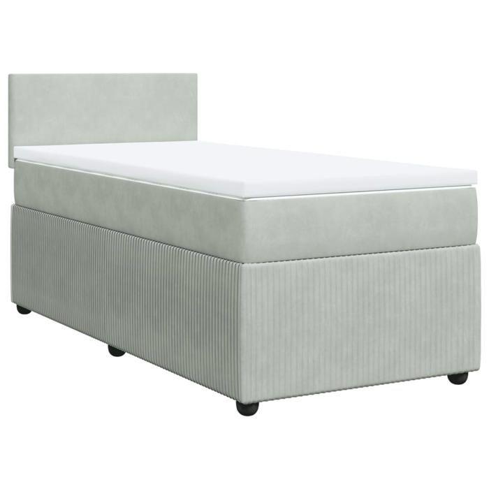 VidaXL Sommier à lattes de lit et matelas Gris clair 100x200cm Velours 3289956