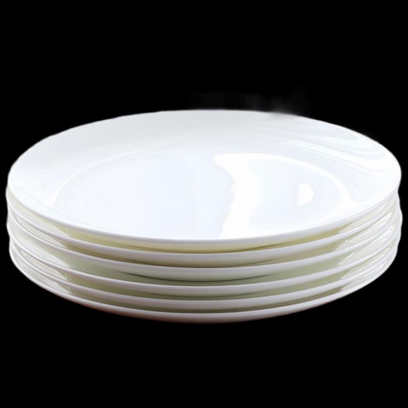 Pure White Ceramic Shallow Dinner Plates (6-Pack)