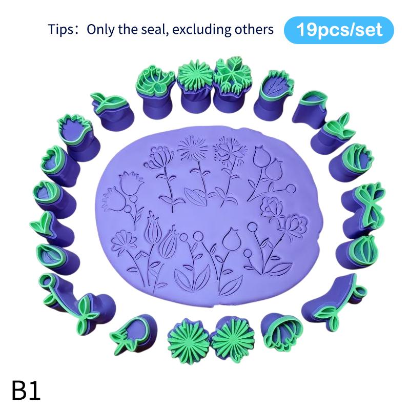 Clay Stamp & Molding Kit Flower Leaf Design Diy Crafts And Art Creations For Making, Pottery, Scrapbooking, Card Making