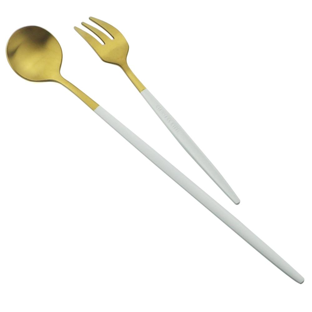 6ks Barevné příbory s dlouhou rukojetí Matné nerezové Lžíce Leštěné Míchání Nápoj Zmrzlina Dezert Čajová lžička Sada nádobí