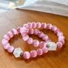 Pink Opal Natural White Crystal Bracelet Female Light Luxury Niche Simple Fairy Mori Crystal Bracelet Cold Wind