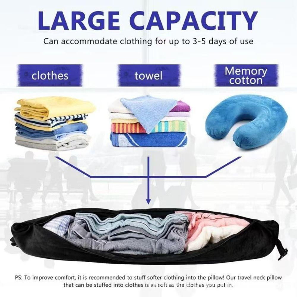 Adjustable Straps Fillable Neck Pillow Stuff With Clothes Self-filling Travel Pillow  Travel Use