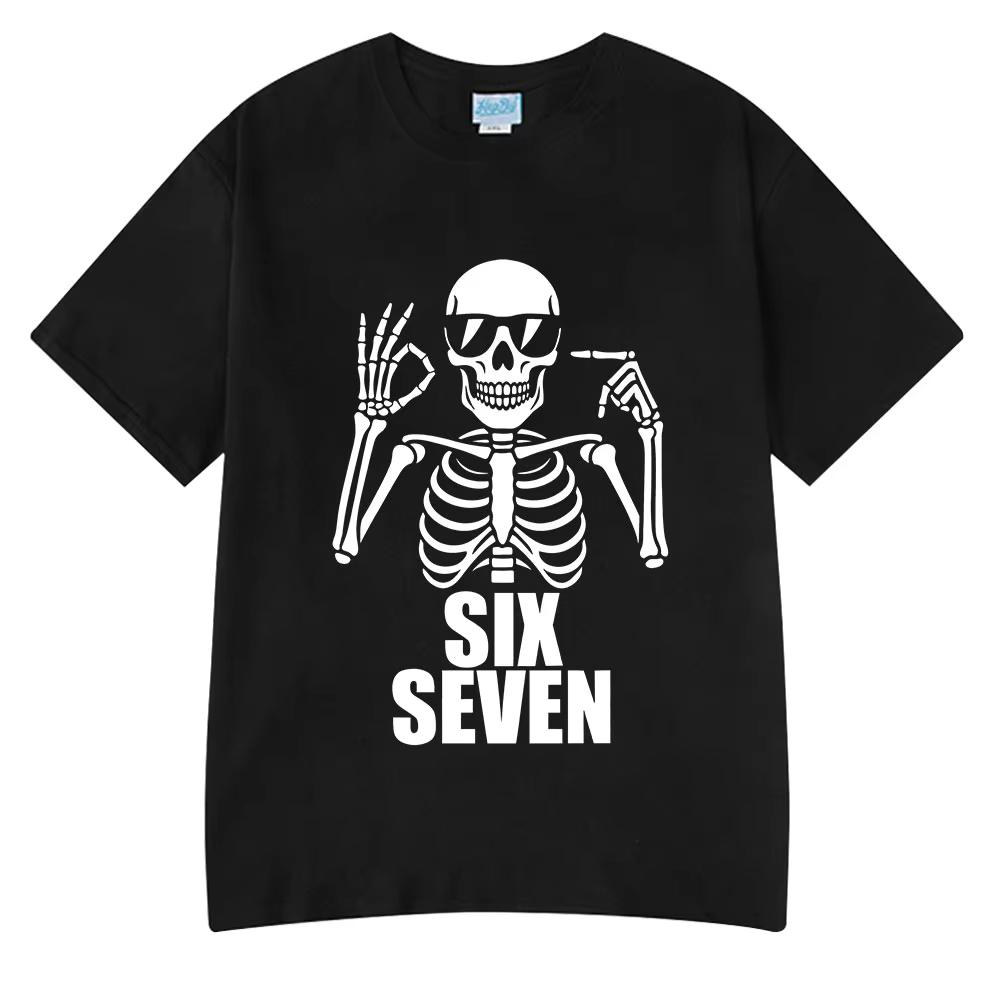 

Six Seven 67 Funny Skeleton Hands Meme T Shirts Men s Women Clothing Fashion 100% Cotton Casual Short Sleeve T-shirt Streetwe... 5XL різнокольоровий