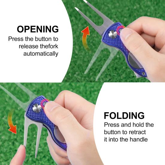 

Yousheng Golf Divot Tool with Pop-up Button Metal Foldable Golf Divot Repair Fork Green Tool with Magnetic Putt Alignment Ball Marker for Accessory рожевий