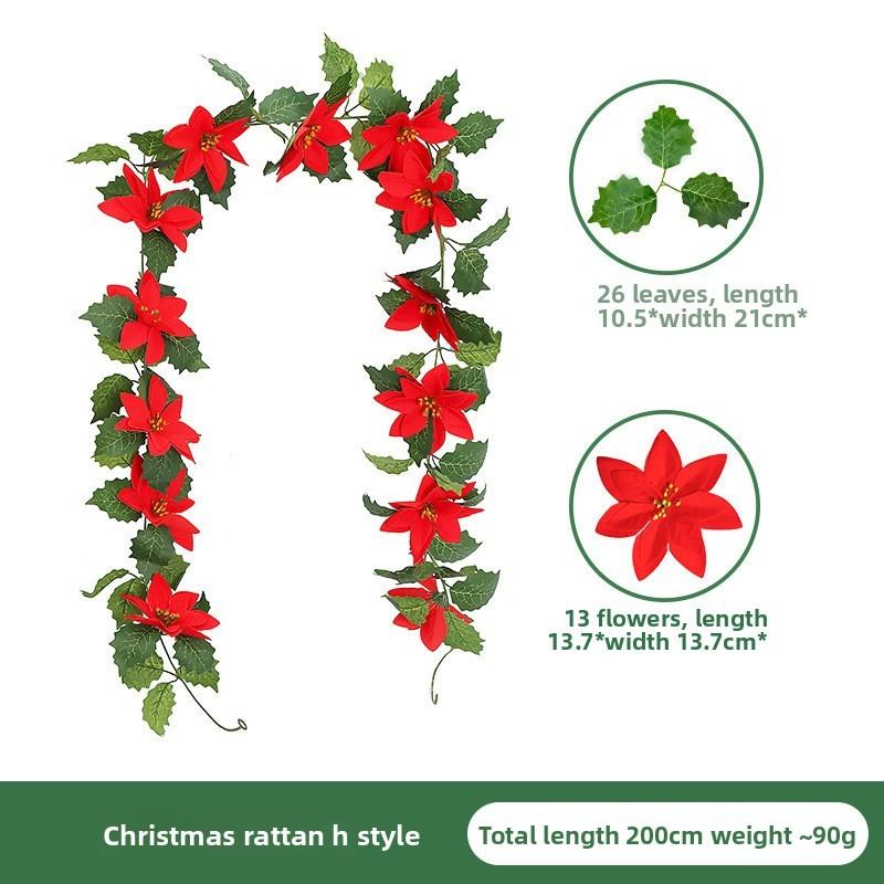 Christmas Simulation Red Fruit Vine With Artificial Pine Needles For Holiday Home Decor