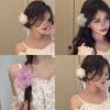 Hairpin Breathable Mesh Organza Fabric Fairy 3D Flower Hair Clip Macaron Color Lightweight Breathable Hair Accessory