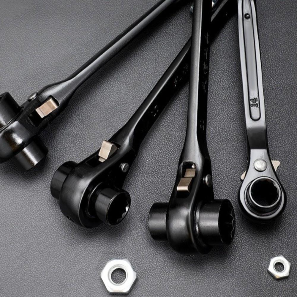 Useful Metal Ratchet Wrench Quick Release Bidirectional Socket Wrench Pointed Tail Double-Headed Ratchet Spanner Hand Tool Kit