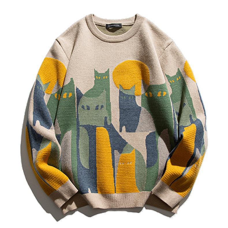 2024 Men's National Trend Round Neck Knit Sweater - Autumn/Winter Collection