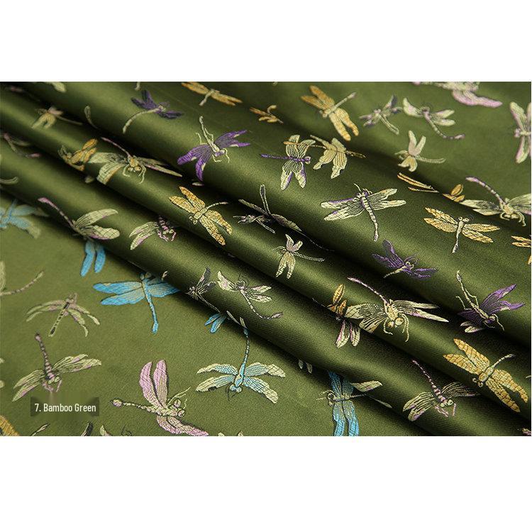 High-Density Nylon Dragonfly Jacquard Cheongsam Fabric - Chinese Silk Satin Hanfu for Children's Brocade