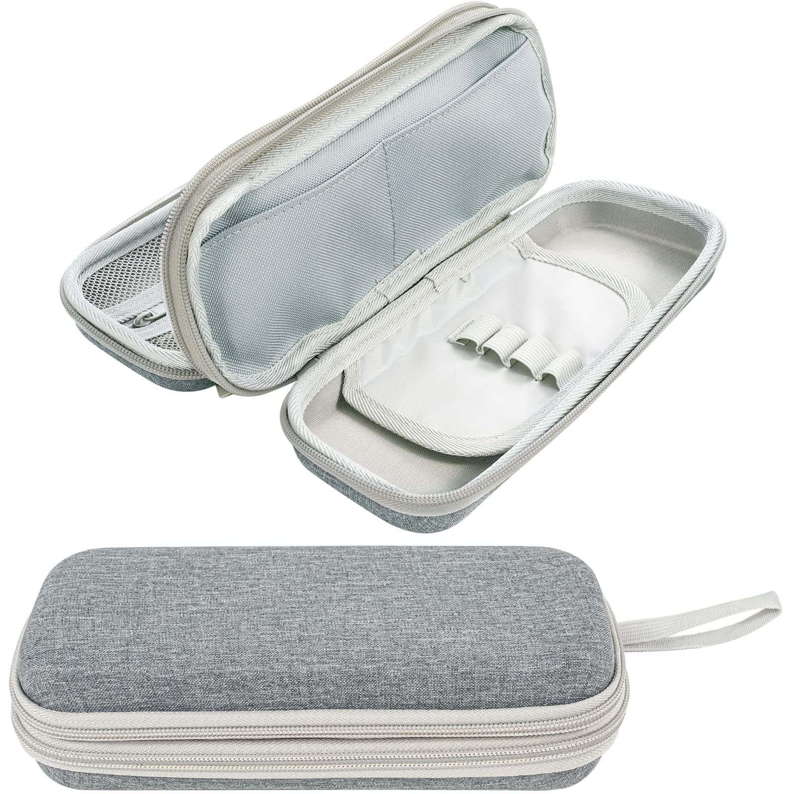 

ProCase Большая косметичка-пенал с ремешком на запястье для студентов и офисных принадлежностей, серый чехол, 2-слойный, вместимость, - серый