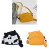 Cute Cat Mini Shoulder Bag With Cotton Material And Zipper Closure For Daily Use