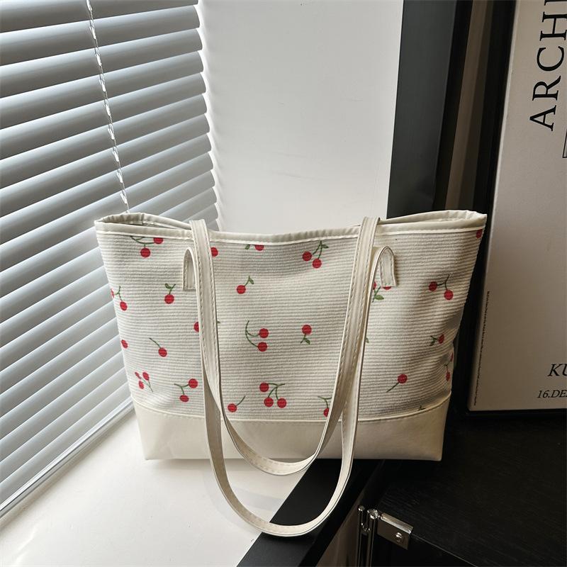 

Свежий принт красивая сумка-тоут весна и лето новый модный тренд большая вместимость портативная на плечо подмышку женская белый