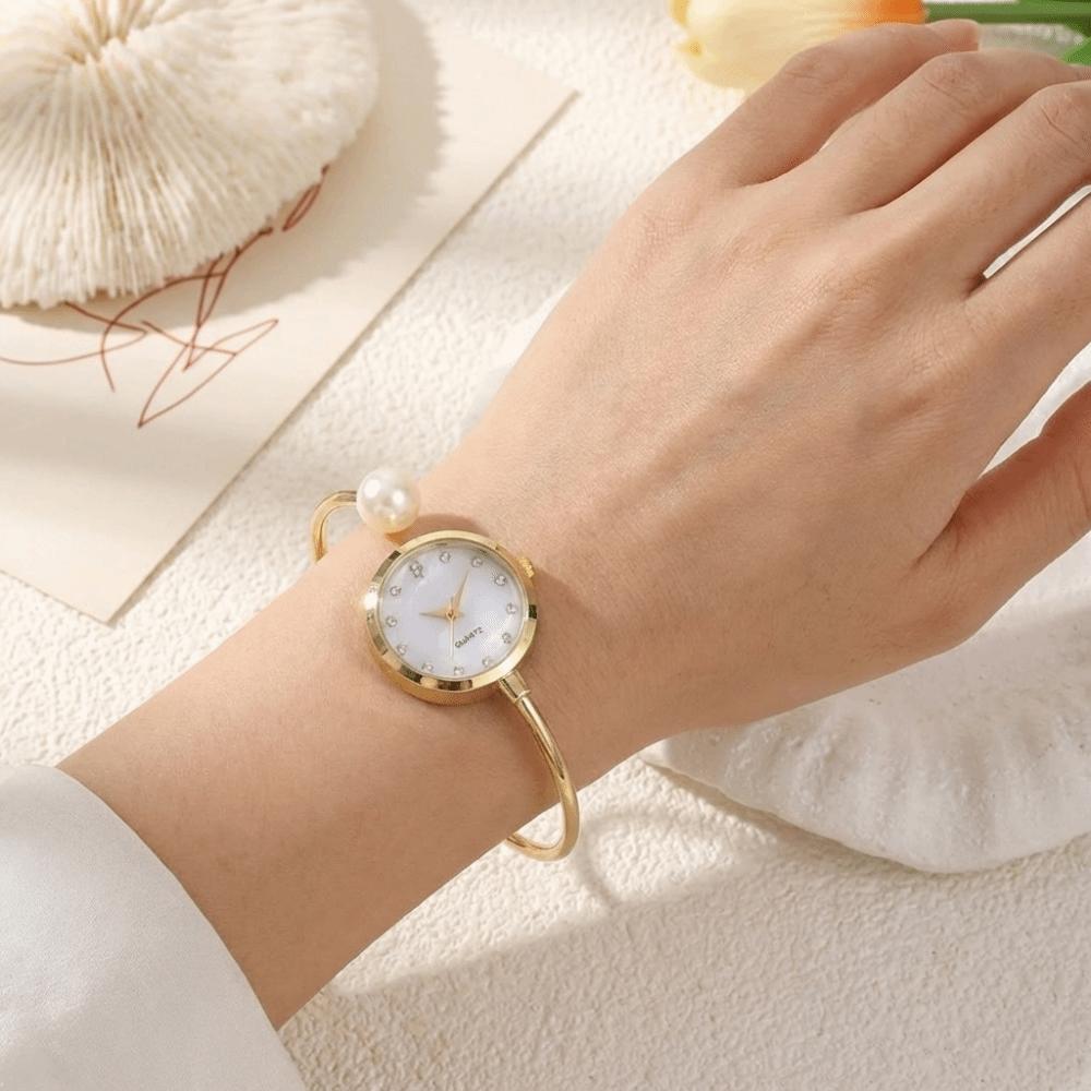 Gemstone Quartz Quartz Wristwatch Elegant Rhinestone Dial Watch Gift Pearl Bracelet Watch  Wedding