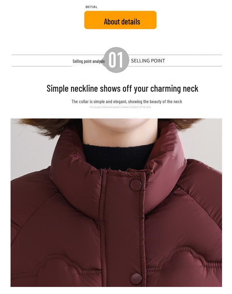 Warm Thickened Cotton-Padded Jacket for Women: Winter Fashion Coat for Middle-Aged & Elderly