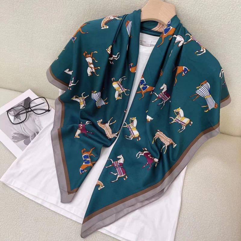Women S Korean Style Square Scarf Elegant Air Conditioner Shawl