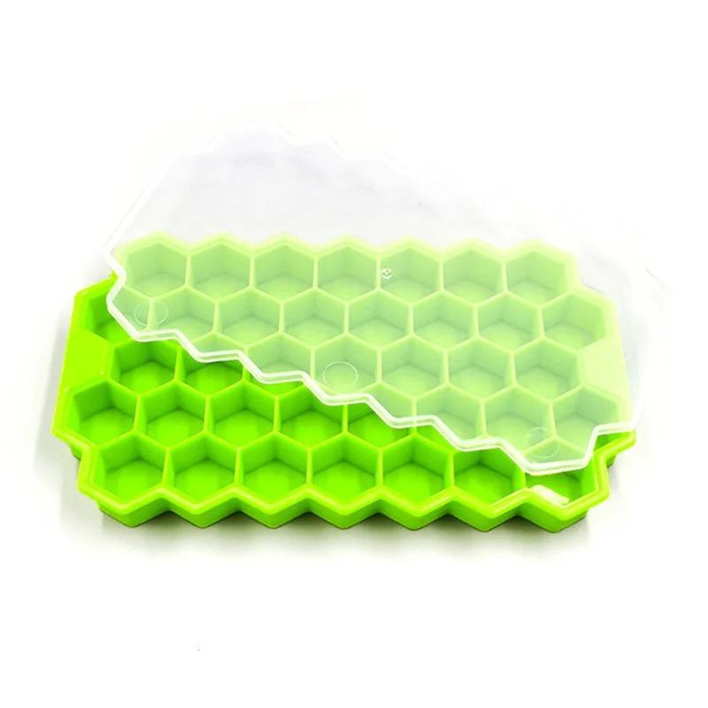 Honeycomb Ice Cube Trays with Removable Lids Silica Gel Ice Cube Mold BPA Free