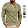 Men’s Long Sleeves Pullovers Henley Shirts Color Blocked T-shirts Autumn Winter Casual Wear Warm Clothes Street Holiday Outdoor Tops