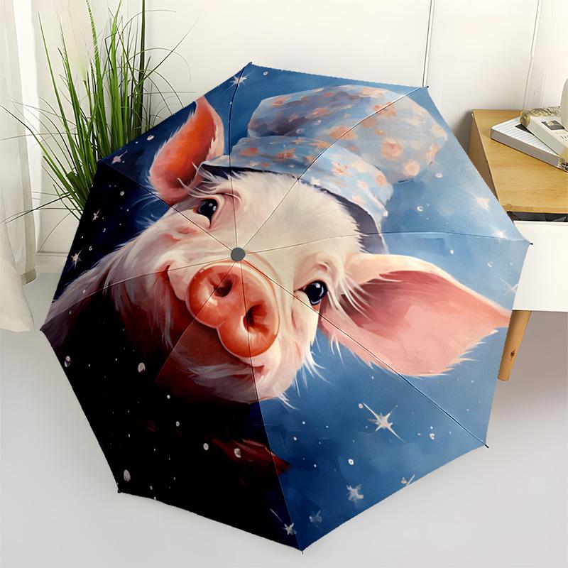 1 pièce Chapeau Cochonnet Parapluie Pliant Automatique, Parapluie Pliant Automatique Robuste et Durable à 8 Baleines, Pratique pour l'Extérieur115