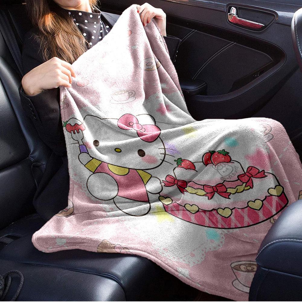 1pc Hello Kitty Cute Cartoon Pink Background Pattern Blanket - Home Decor Blanket, Can Be Used In All Seasons, Soft and Comfortable, Machine