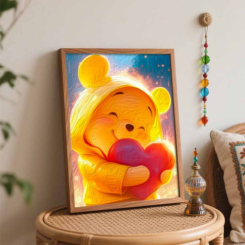 Disney Oil Painting Winnie the Pooh Heart Art Handmade Diy Painting Home Decoration Gift