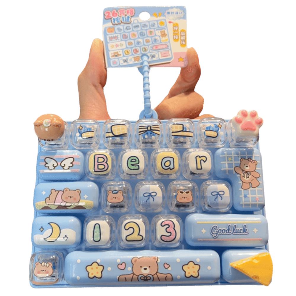 Clear Key Sounds 26 Keys Keyboard Keychain Candy Color Keycap Keychain Backpack Decor