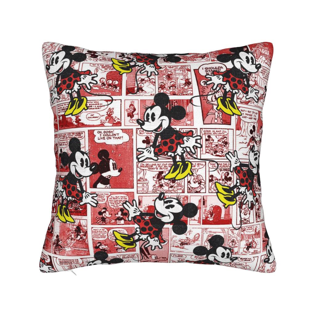 Mickey and Minnie Mouse Pillowcase Polyester Cushion Cover Gift Cute Cartoon Throw Pillow Case Cover Seater Zippered 45*45cm