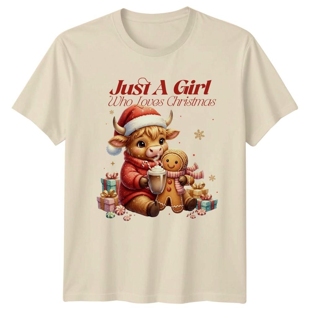 Just A Girl Who Loves Christmas Calf Holidays Graphic Tee Unisex Unisex Ladies