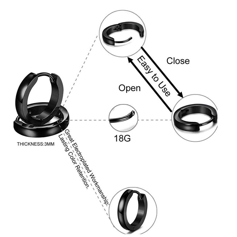 1 PÁR 316L náušnic z chirurgické oceli malé kruhové náušnice pro muže Dámské Dětské náušnice Huggie Body Piercing