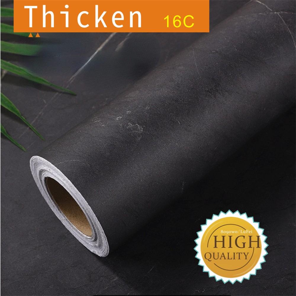 60/80cm Width Matte Black Marble Wallpaper Contact Paper Oil-proof Wall Sticker PVC Self Adhesive Kitchen Countertop Home Design